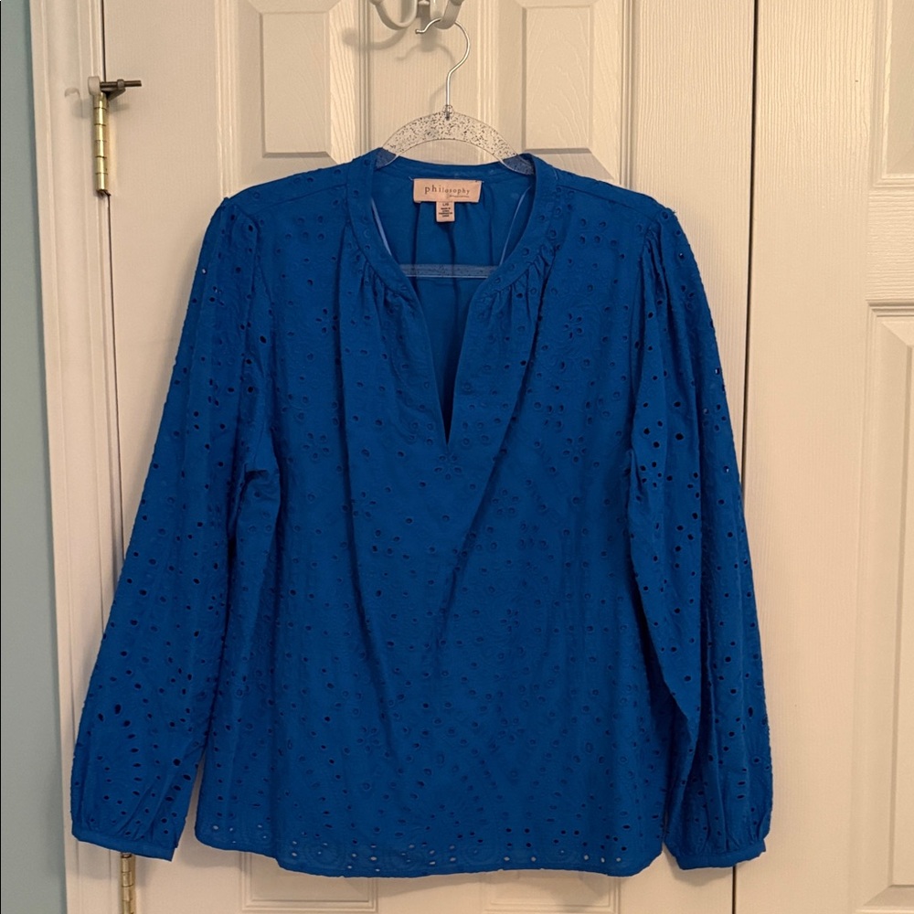 Philosophy Women's Blue Eyelet Blouse L